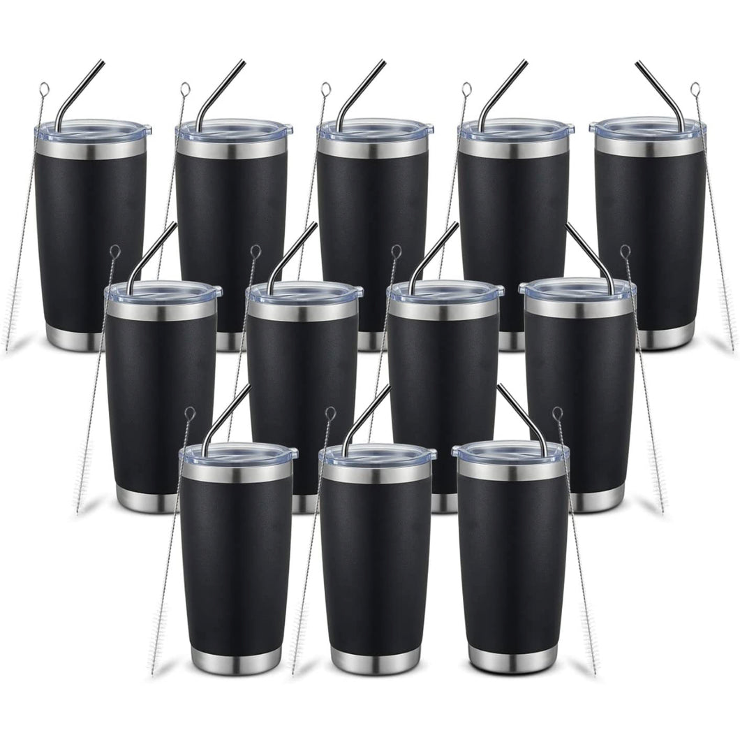 12 Black Laser Engraved Tumblers